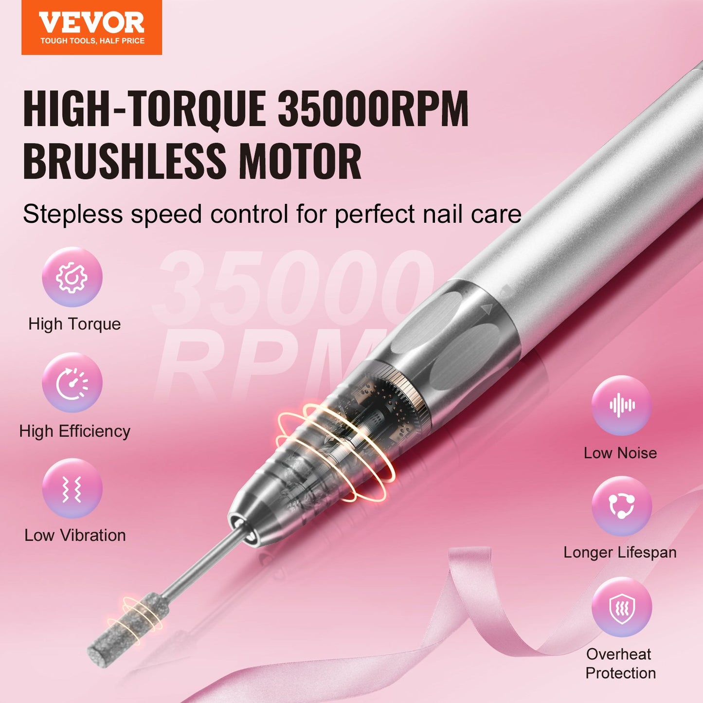 Electric Cordless Nail Drill Machine for Nail E-File Machine 35000RRM Brushless Motor