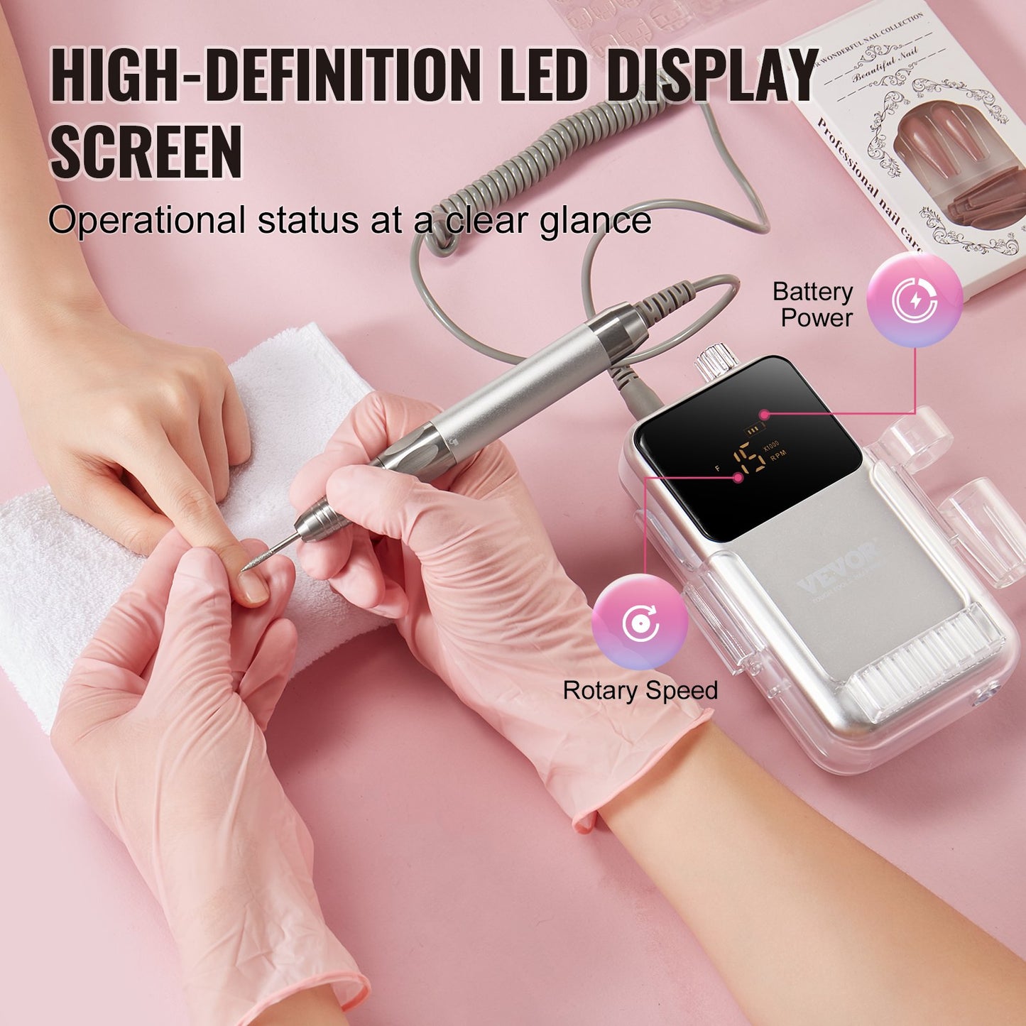 Electric Cordless Nail Drill Machine for Nail E-File Machine 35000RRM Brushless Motor