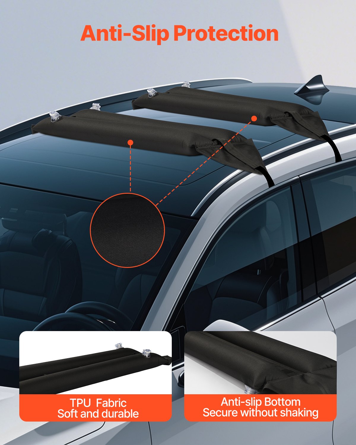 Inflatable Roof Rack Pads 88lbs Load Capacity for Kayak Canoe Surfboard