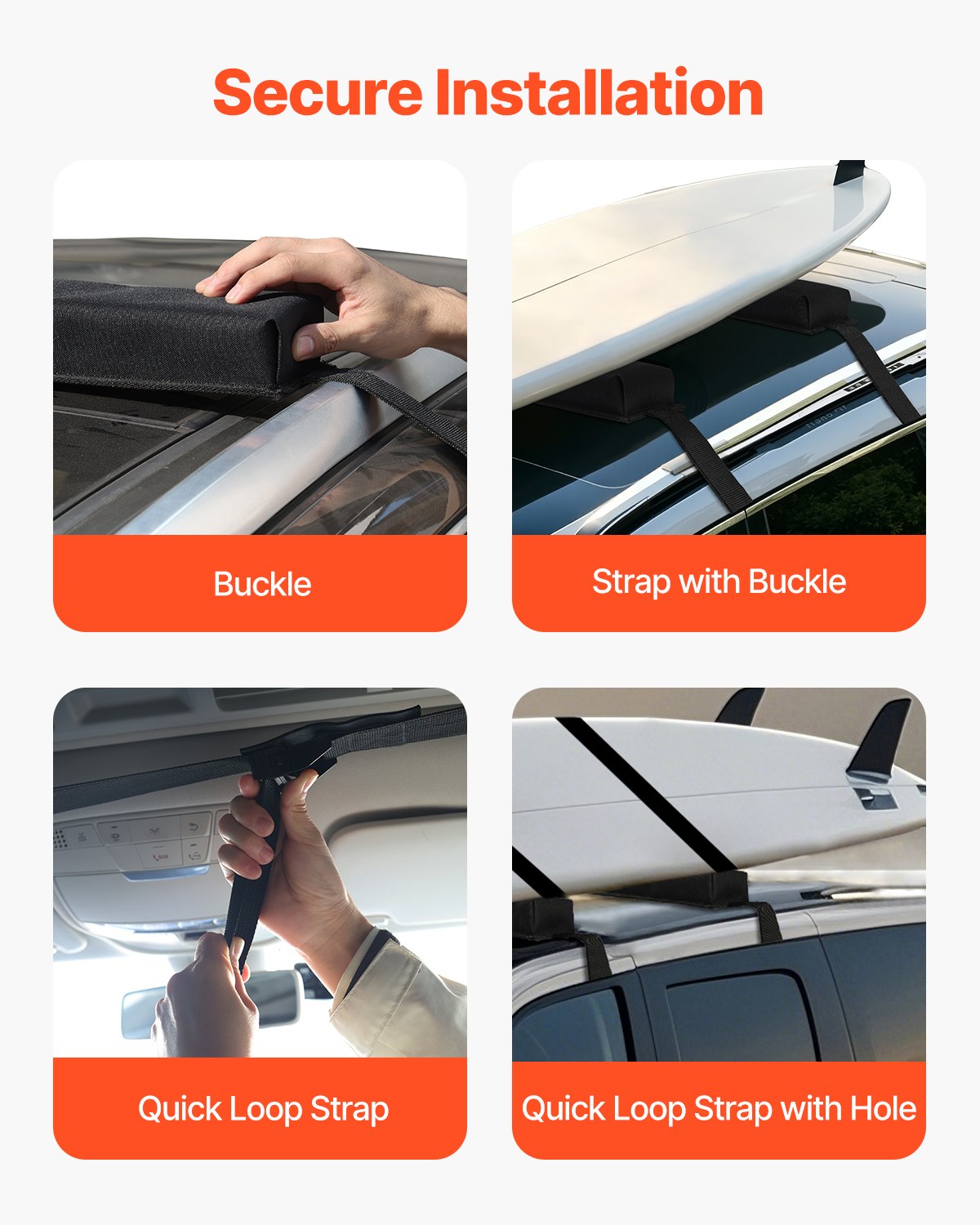 Weiche Dachgepäckträger-Pads, 15,5 Zoll, 176 lbs Tragkraft für Kajak-Surfbrett