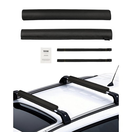 Soft Roof Rack Pads, 28" Universal Car Roof Rack Pads for Various Crossbars, 88LBS Load Capacity Luggage Kayak Carrier with 2 Tie Down Straps & Velcros for SUPs Canoes Snowboards Paddle Boards