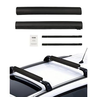 Soft Roof Rack Pads, 28" Universal Car Roof Rack Pads for Various Crossbars, 88LBS Load Capacity Luggage Kayak Carrier with 2 Tie Down Straps & Velcros for SUPs Canoes Snowboards Paddle Boards