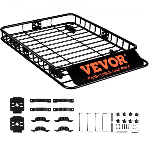 Roof Rack Cargo Basket, 46" x 36" x 4.5" Rooftop Cargo Carrier, Heavy-duty 200 LBS Capacity Universal Roof Rack Basket, Luggage Holder for SUV, Truck, Vehicle