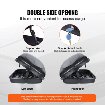 Dachgepäckträger 8 Kubikfuß Gepäckaufbewahrungsbox ABS für SUVs Autos