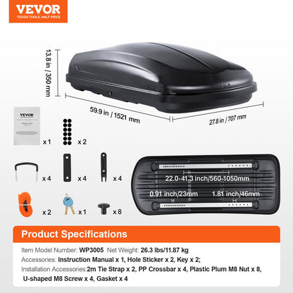 Dachgepäckträger 8 Kubikfuß Gepäckaufbewahrungsbox ABS für SUVs Autos