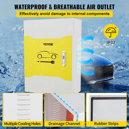 Tesla Laddningsstation Box, 28" x 20" x 10", Utomhus kabelbox Laddbox Kabelorganisatör, IP32 Vattentät Dammtät Cool Roll Steel Elbox, för Tesla Wall Connector