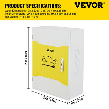 Tesla Laddningsstation Box, 28" x 20" x 10", Utomhus kabelbox Laddbox Kabelorganisatör, IP32 Vattentät Dammtät Cool Roll Steel Elbox, för Tesla Wall Connector