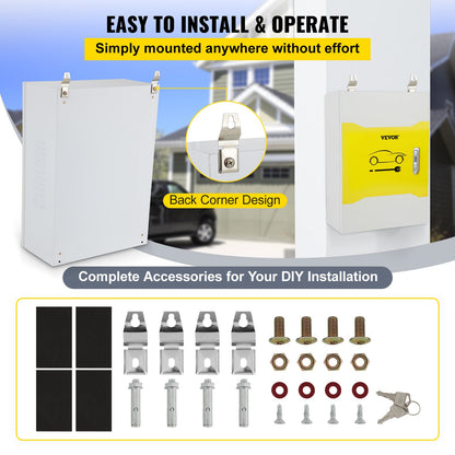 Tesla Charger Station Box, 28\'\' x 20\'\' x 10\'\', Outdoor Cable Box Charging Box Cable Organizer, IP32 Waterproof Dustproof Cool Roll Steel Electrical Enclosure Box, for Tesla Wall Connector