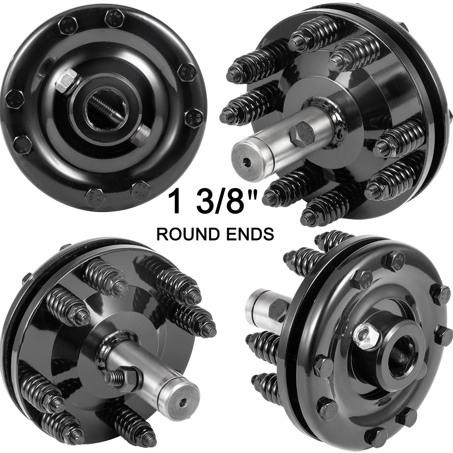 Slip Clutch, 1 3/8\" PTO Slip Clutch, Smooth Round Ends PTO Friction Clutch, Carburized Steel Tractor Slip Clutch, Adjustable Rotary Cutter Slip Clutch, Black Brush Hog Slip Clutch for PTO Shaft