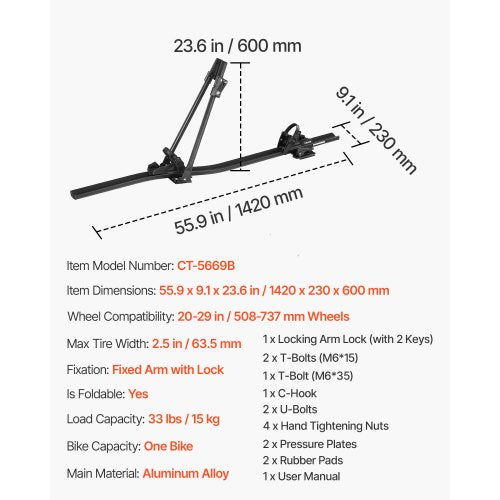 Takmonterad Cykelhållare Kraftig Bilcykelhållare med Lås