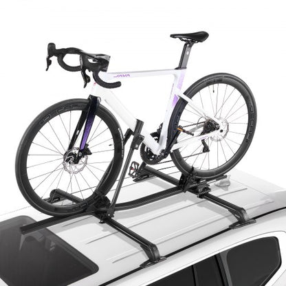 Roof Bike Rack, 33 lbs Capacity, Upright Roof Mount Bicycle Rack with Secure Locking System for Most Standard Crossbars, Aluminum Upright Rooftop Bike Rack 1 Bike Carrier for Car SUV, Black