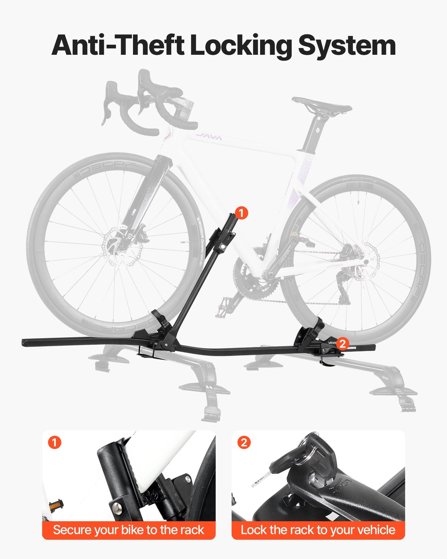 Roof Bike Rack, 33 lbs Capacity, Upright Roof Mount Bicycle Rack with Secure Locking System for Most Standard Crossbars, Aluminum Upright Rooftop Bike Rack 1 Bike Carrier for Car SUV, Black