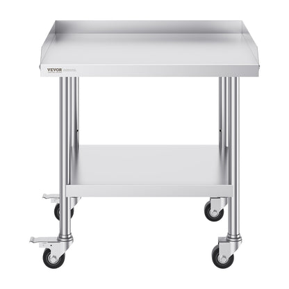 Arbetsbord i rostfritt stål 24"x28" Kommersiellt matbord med 4 hjul