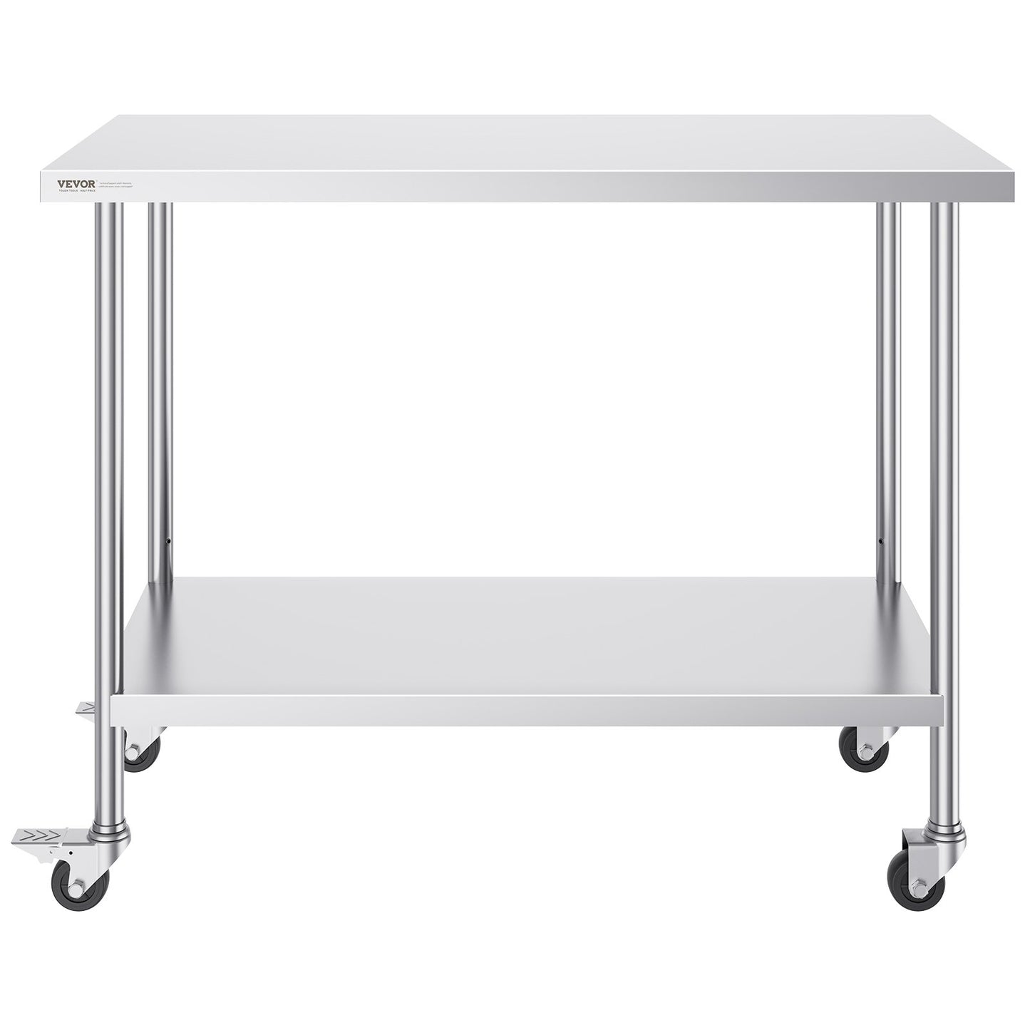 Stainless Steel Work Table Commercial Prep Table 24x48 Inch with 4 Wheels