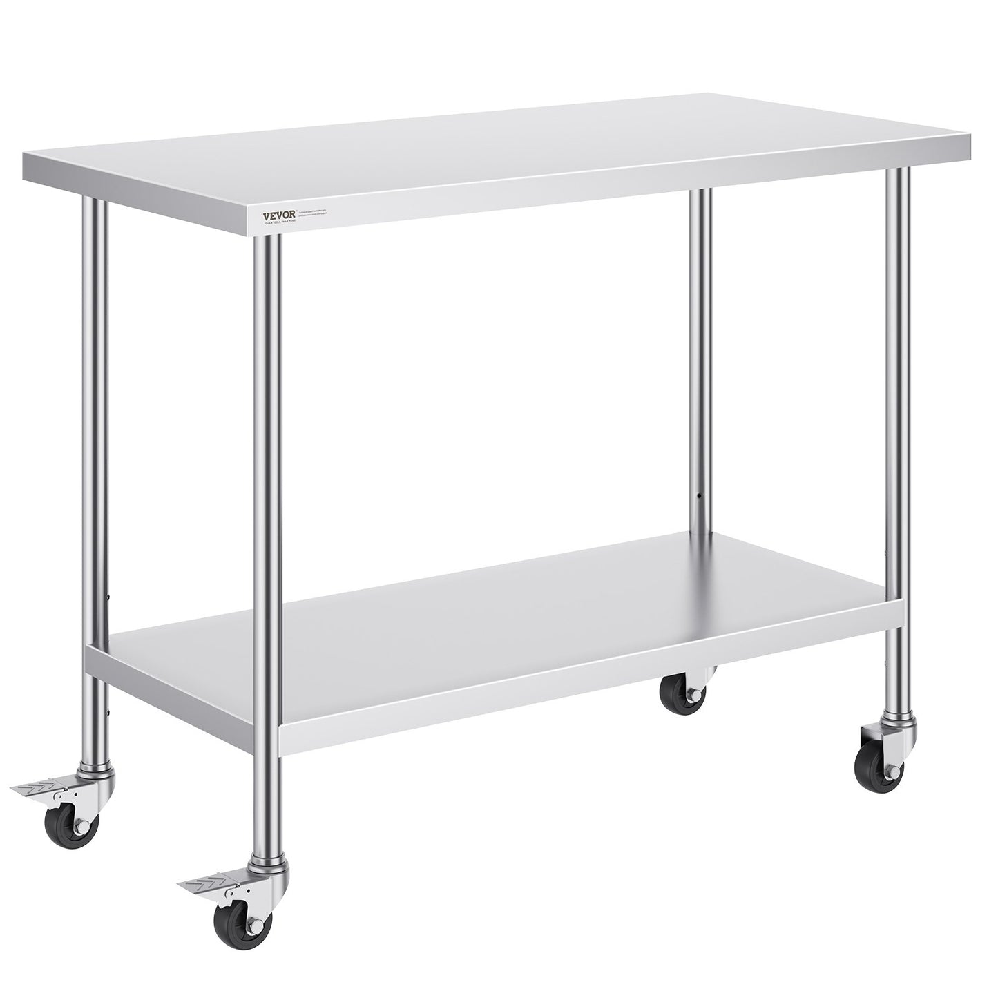 Stainless Steel Work Table Commercial Prep Table 24x48 Inch with 4 Wheels