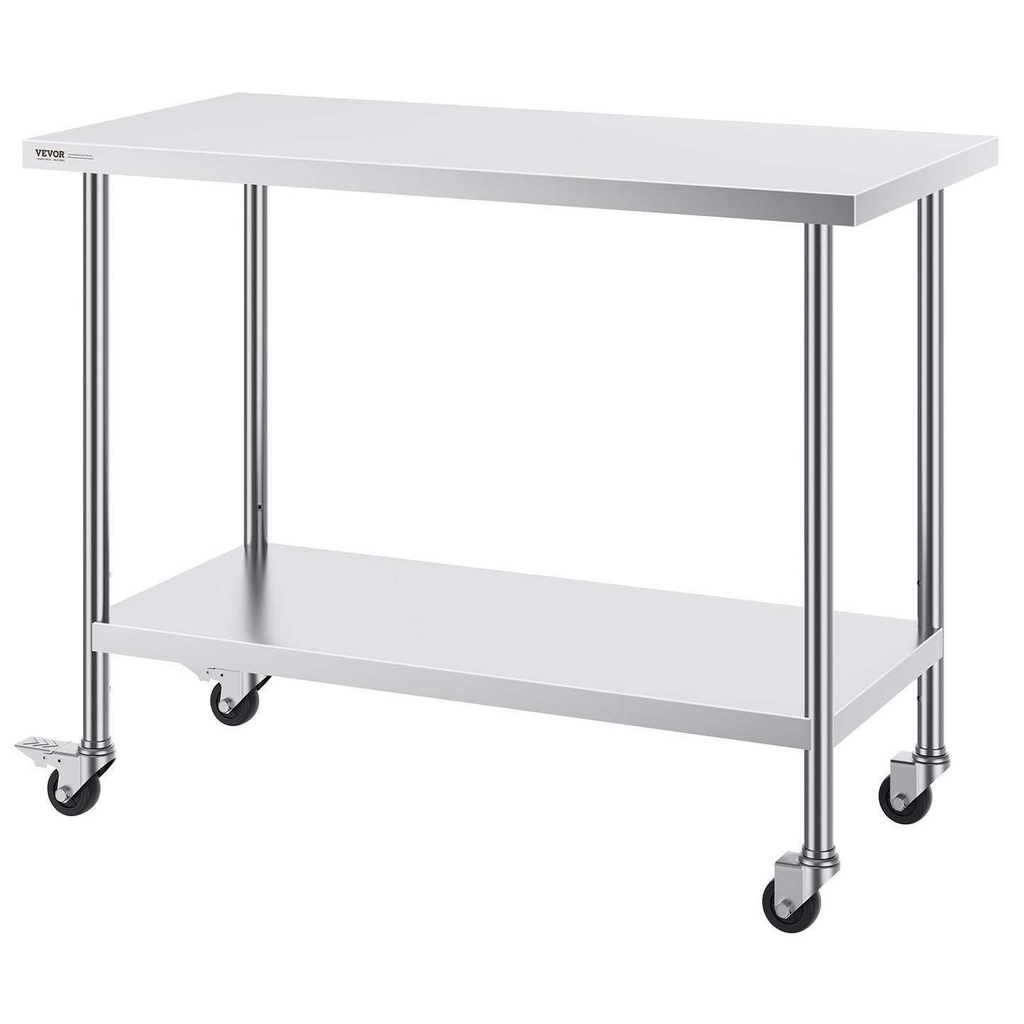 Stainless Steel Work Table Commercial Prep Table 24x48 Inch with 4 Wheels
