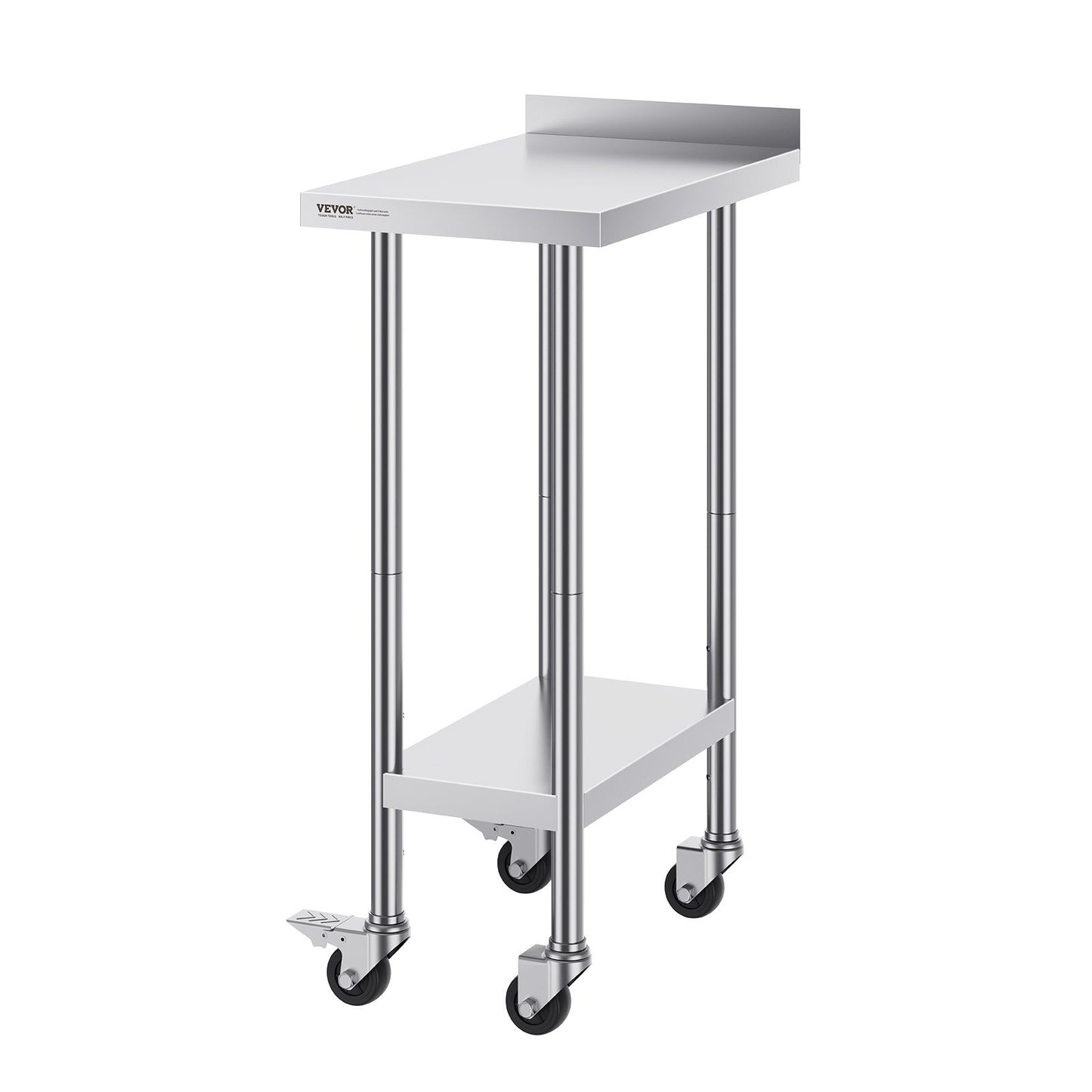 Stainless Steel Work Table Commercial Dining Table 24"x15" with Wheels
