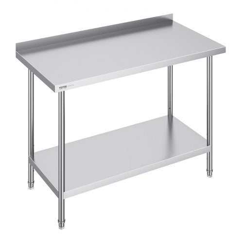 24 x 48 x 36 Inch Stainless Steel Work Table, Commercial Food Prep Worktable Heavy Duty Prep Worktable, Metal Work Table with Adjustable Height for Restaurant, Home and Hotel