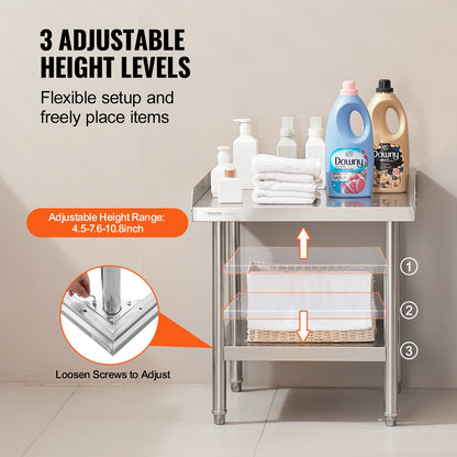 Stainless Steel Work Table 24"x24" Commercial Dining Table Restaurant