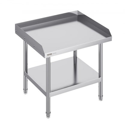 Stainless Steel Work Table, 24 x 28 x 26 Inch Commercial Food Prep Worktable, 3-Sided Backsplash Heavy Duty Prep Worktable, Metal Work Table with Adjustable Height for Restaurant Home Hotel