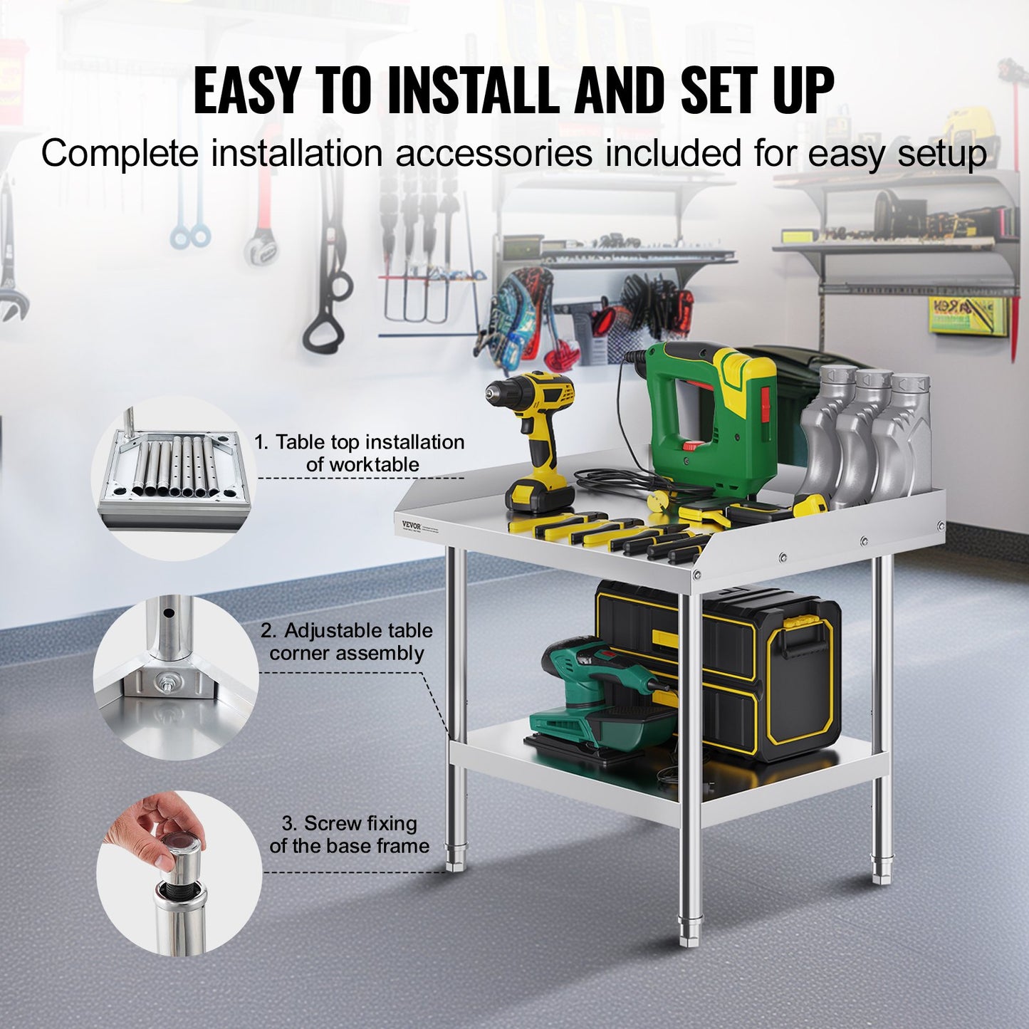 Arbetsbord i rostfritt stål 24"x28" Kommersiellt matbord Restaurang