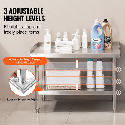 Arbetsbord i rostfritt stål 30"x36" Kommersiellt matbord Restaurang