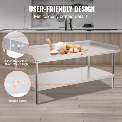 Arbetsbord i rostfritt stål 30"x60" Kommersiellt matbord Restaurang