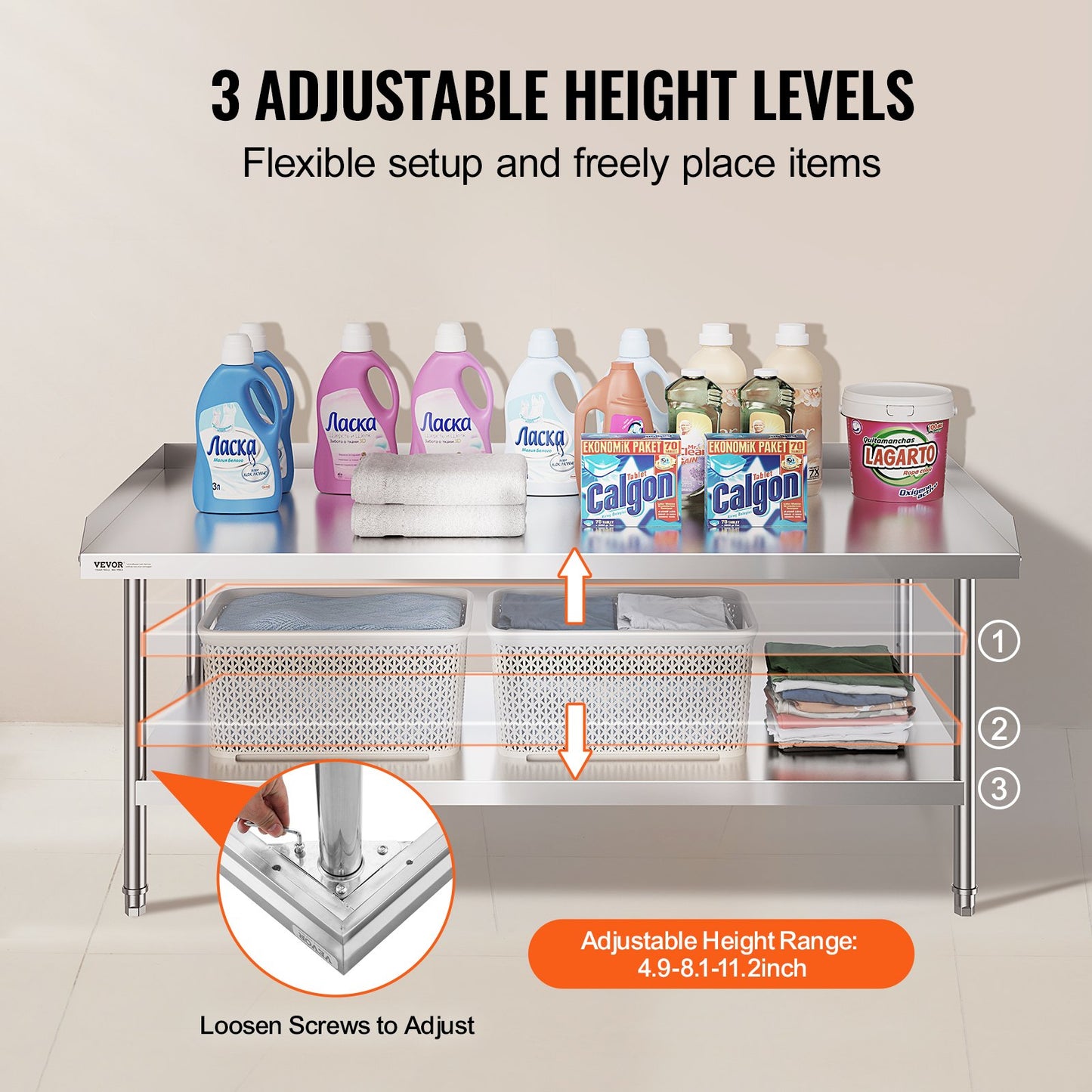 Arbetsbord i rostfritt stål 30"x60" Kommersiellt matbord Restaurang