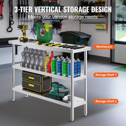 Matlagningsbord i rostfritt stål Kommersiellt kök Arbetsbord 14"x48