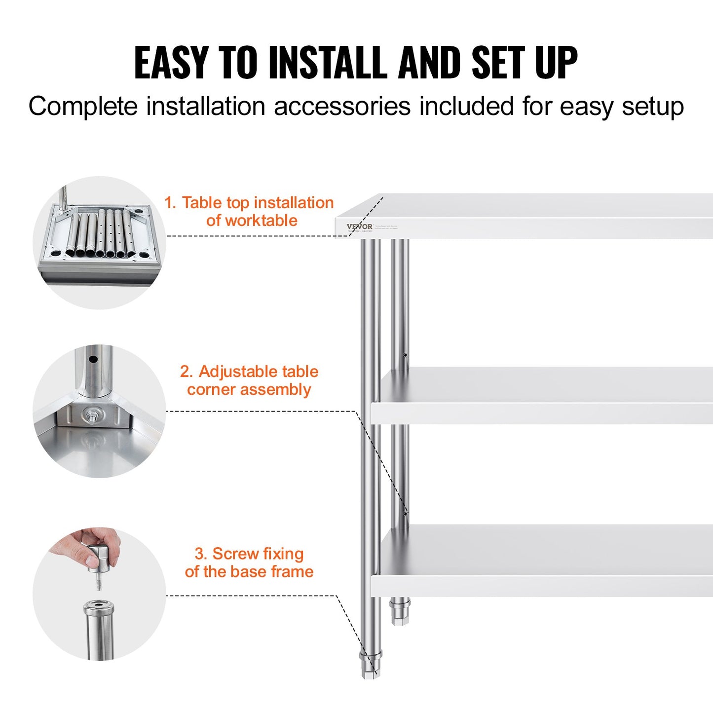 Edelstahl-Lebensmittelzubereitungstisch, gewerblicher Küchenarbeitstisch, 35,6 x 152,4 cm