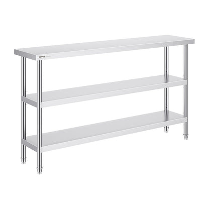 Edelstahl-Lebensmittelzubereitungstisch, gewerblicher Küchenarbeitstisch, 35,6 x 152,4 cm