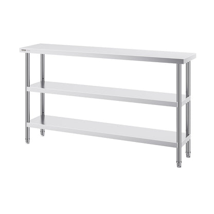 Edelstahl-Lebensmittelzubereitungstisch, gewerblicher Küchenarbeitstisch, 35,6 x 152,4 cm