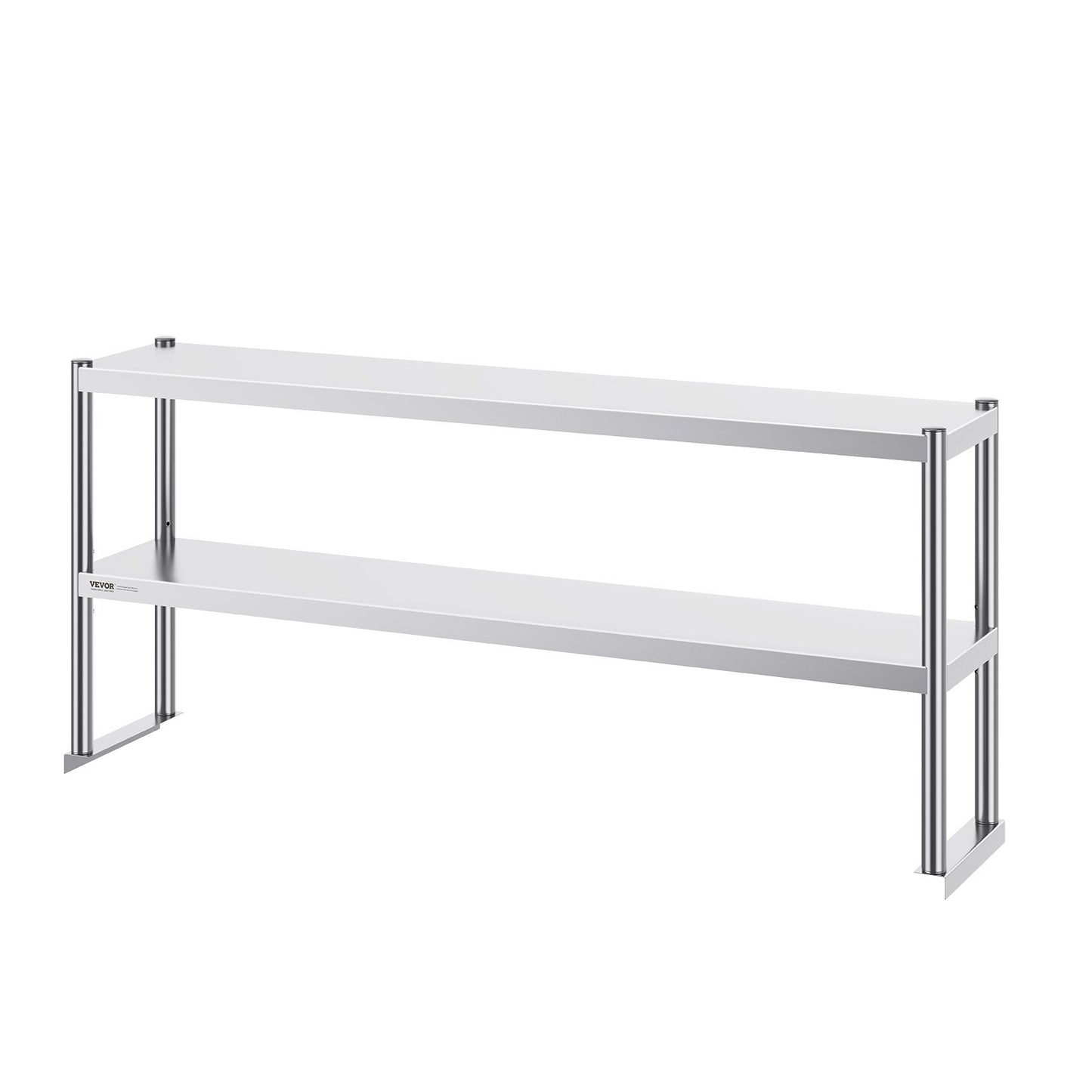 Double stainless steel overhead shelf 2-tier 12"x60" for prep table