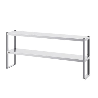 Double stainless steel overhead shelf 2-tier 12"x60" for prep table