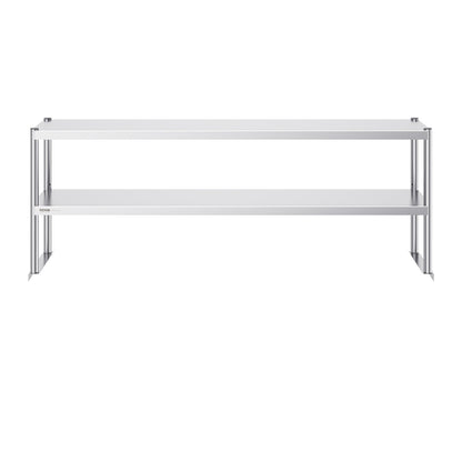 Double stainless steel overhead shelf 2-tier 12"x72" for prep table