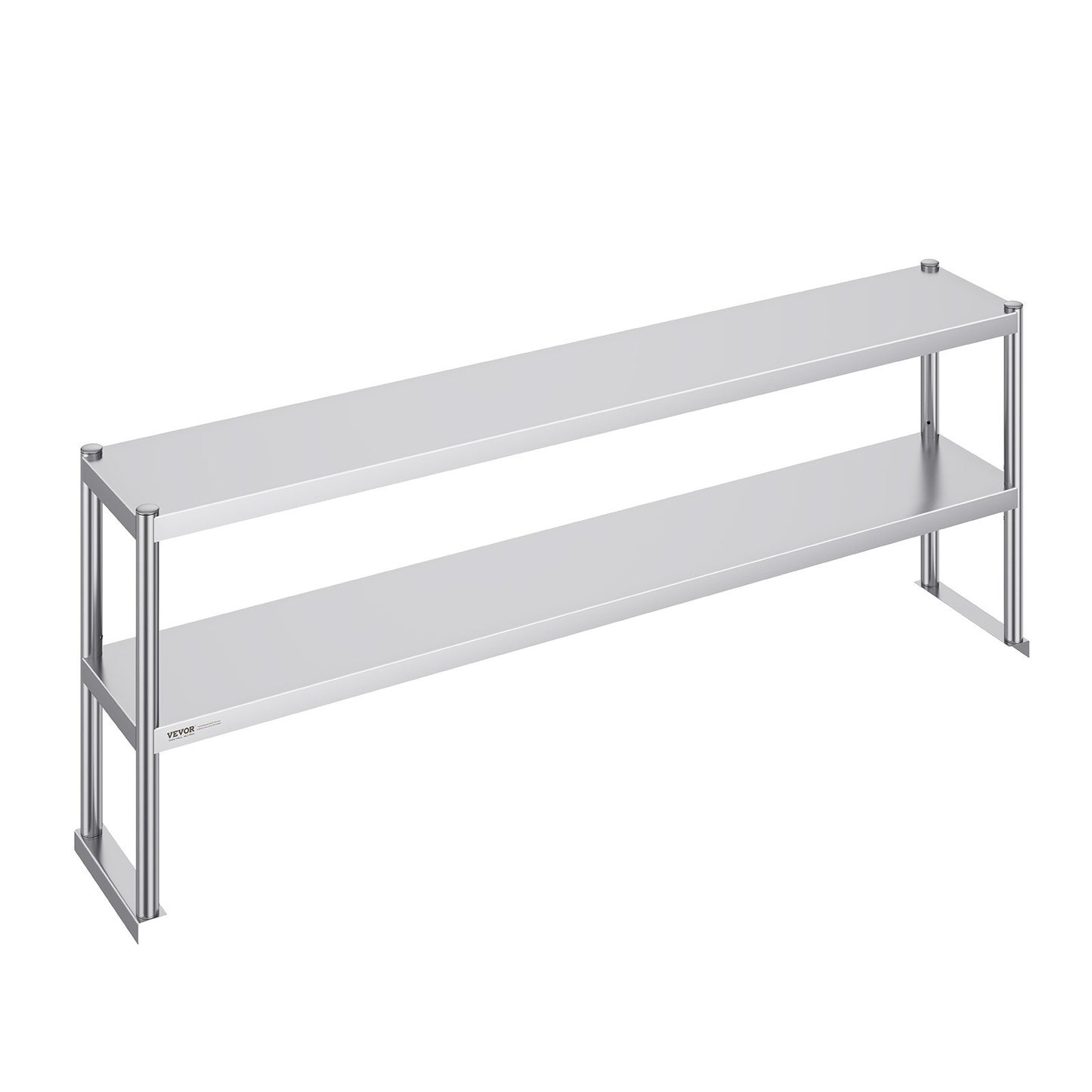 Double stainless steel overhead shelf 2-tier 12"x72" for prep table