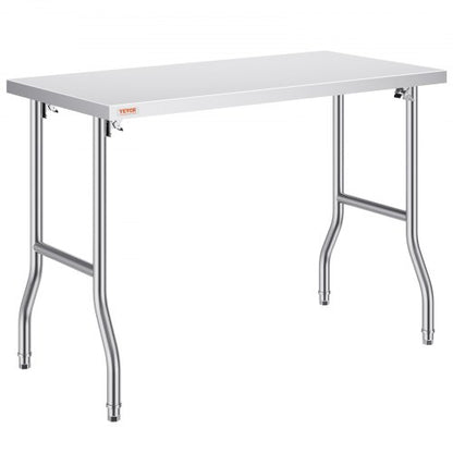 Folding Commercial Prep Table, 48 x 24 Inch Commercial Worktable Workstation, Heavy-duty Stainless Steel Folding Table with 300 lbs Load, Kitchen Work Table, for Home Kitchen Restaurant Garage