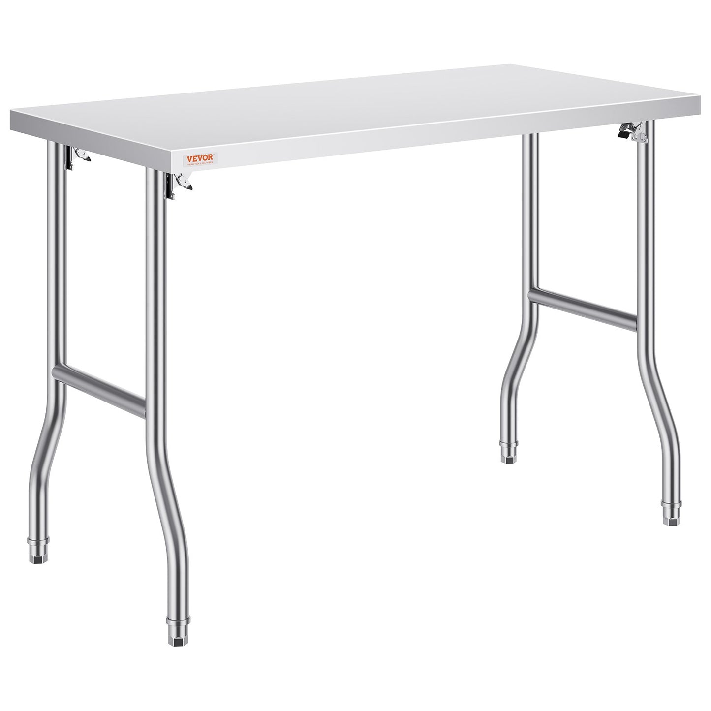 Commercial Arbetsbord Arbetsstation 48 x 24 tums hopfällbart kommersiellt förberedande bord, kraftigt fällbart rostfritt stål med 661 lbs belastning, köksarbetsbord, Silver Rostfritt stål Kitchen Island