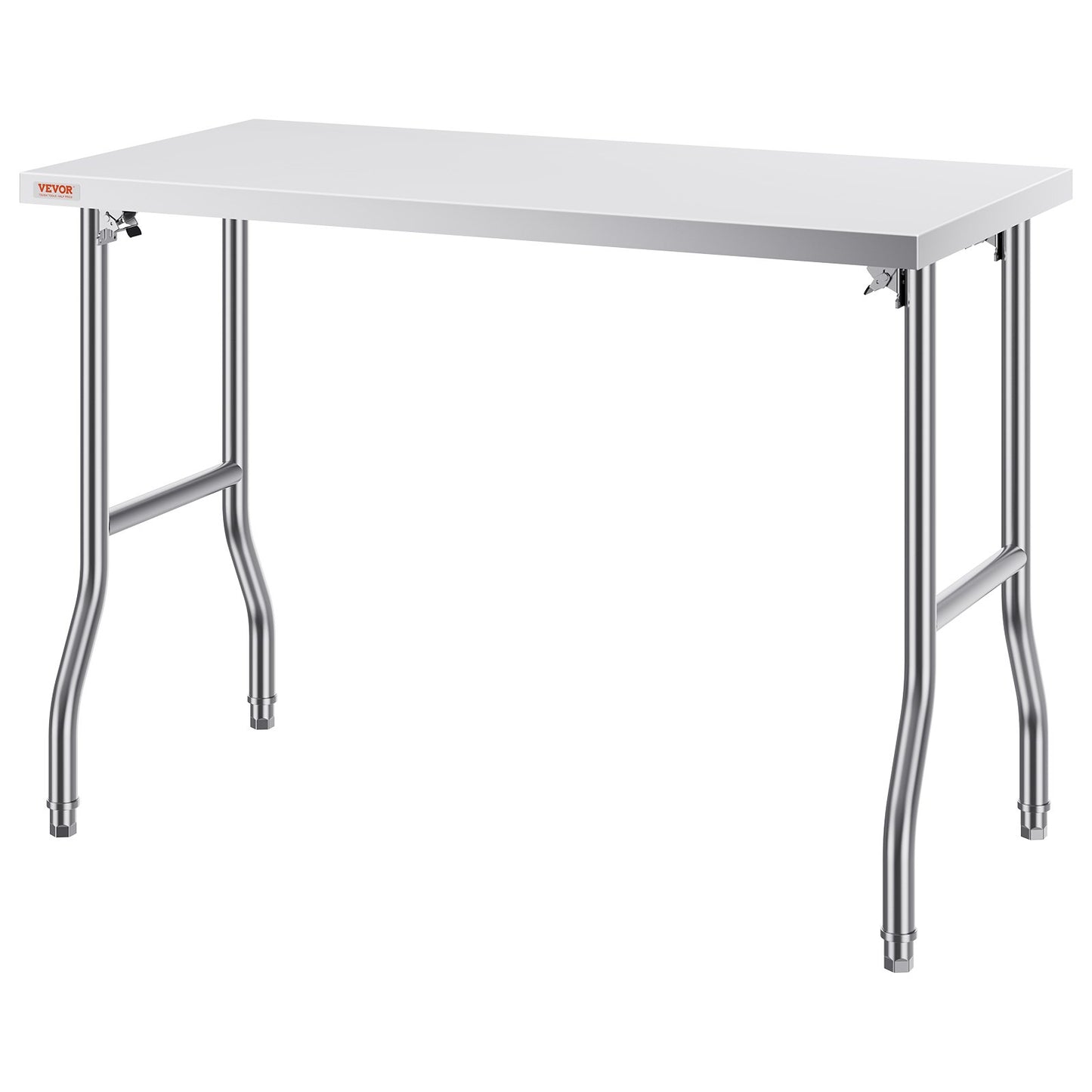Commercial Arbetsbord Arbetsstation 48 x 24 tums hopfällbart kommersiellt förberedande bord, kraftigt fällbart rostfritt stål med 661 lbs belastning, köksarbetsbord, Silver Rostfritt stål Kitchen Island
