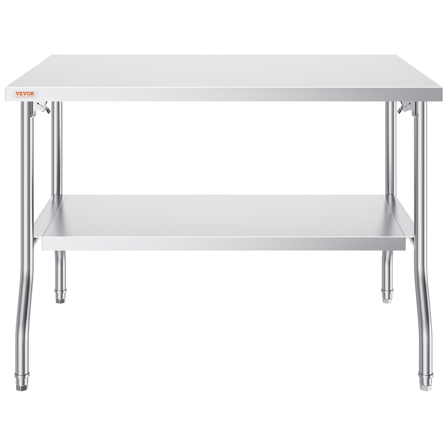 Commercial Work Table Workstation 48x30 Inch Foldable Commercial Prep Table, Double Shelf Stainless Steel Folding Table, Kitchen Work Table with 772 lbs Load Silver Stainless Steel Kitchen Island