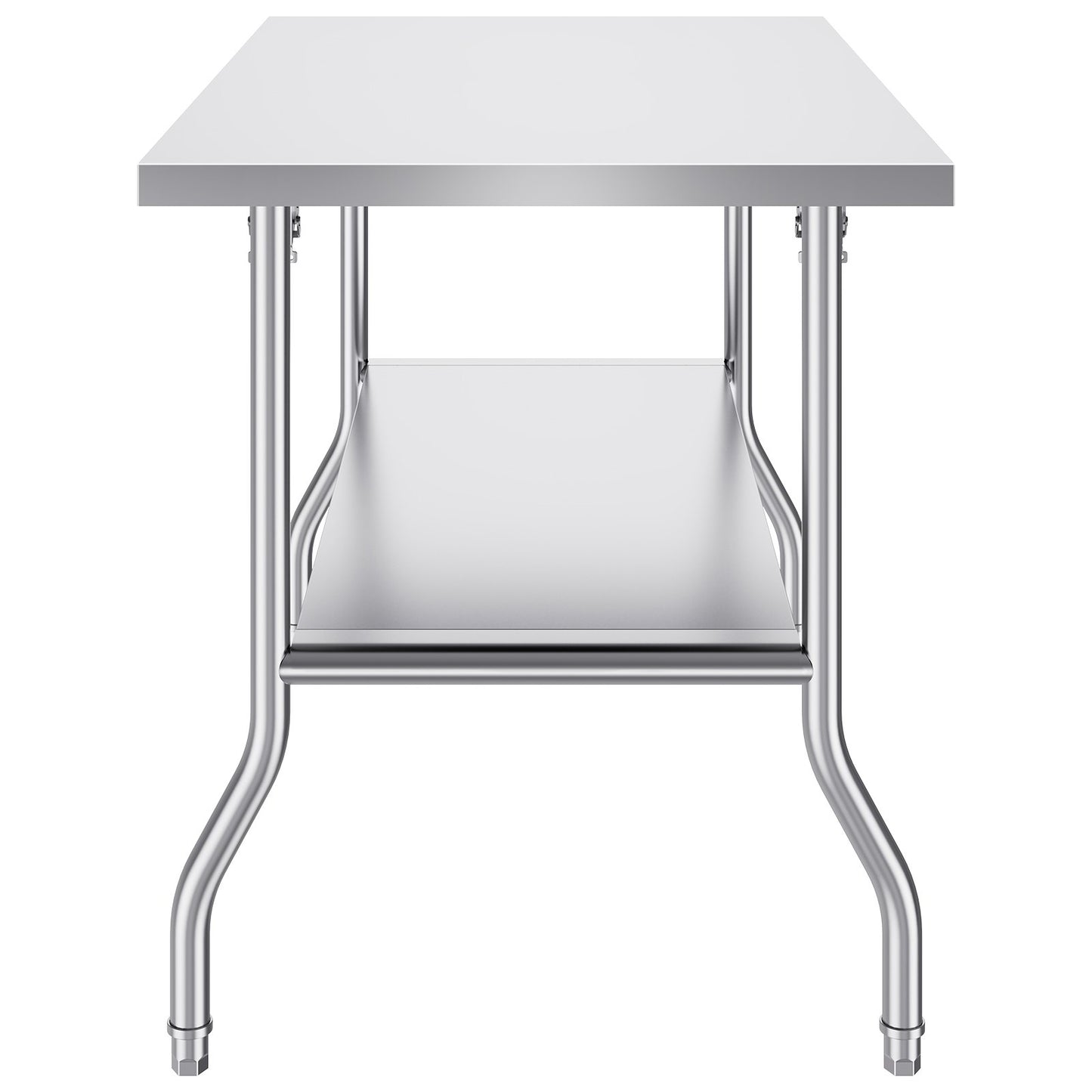 Commercial Work Table Workstation 48x30 Inch Foldable Commercial Prep Table, Double Shelf Stainless Steel Folding Table, Kitchen Work Table with 772 lbs Load Silver Stainless Steel Kitchen Island