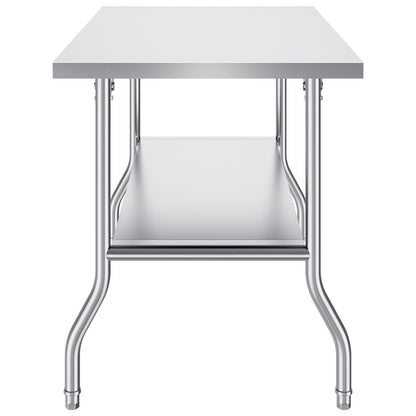 Commercial Work Table Workstation 48x30 Inch Foldable Commercial Prep Table, Double Shelf Stainless Steel Folding Table, Kitchen Work Table with 772 lbs Load Silver Stainless Steel Kitchen Island