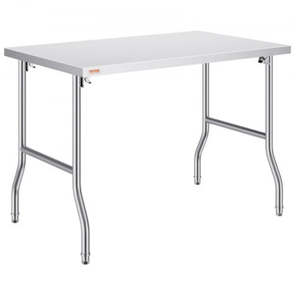 Folding Commercial Prep Table, 48 x 30 Inch Commercial Worktable Workstation, Heavy-duty Stainless Steel Folding Table with 300 lbs Load, Kitchen Work Table, for Home Kitchen Restaurant Garage