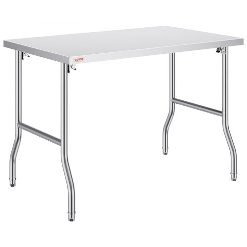 Folding Commercial Prep Table, 48 x 30 Inch Commercial Worktable Workstation, Heavy-duty Stainless Steel Folding Table with 300 lbs Load, Kitchen Work Table, for Home Kitchen Restaurant Garage