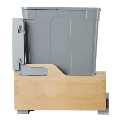 Wood Pullout Trash Can for Kitchen Cabinets, 35 QT Garbage Waste Recycling Bin, Under Mount Waste Container, with Heavy Duty Metal Soft Close Sliding System, Door Kit, for Sink, Under Counter