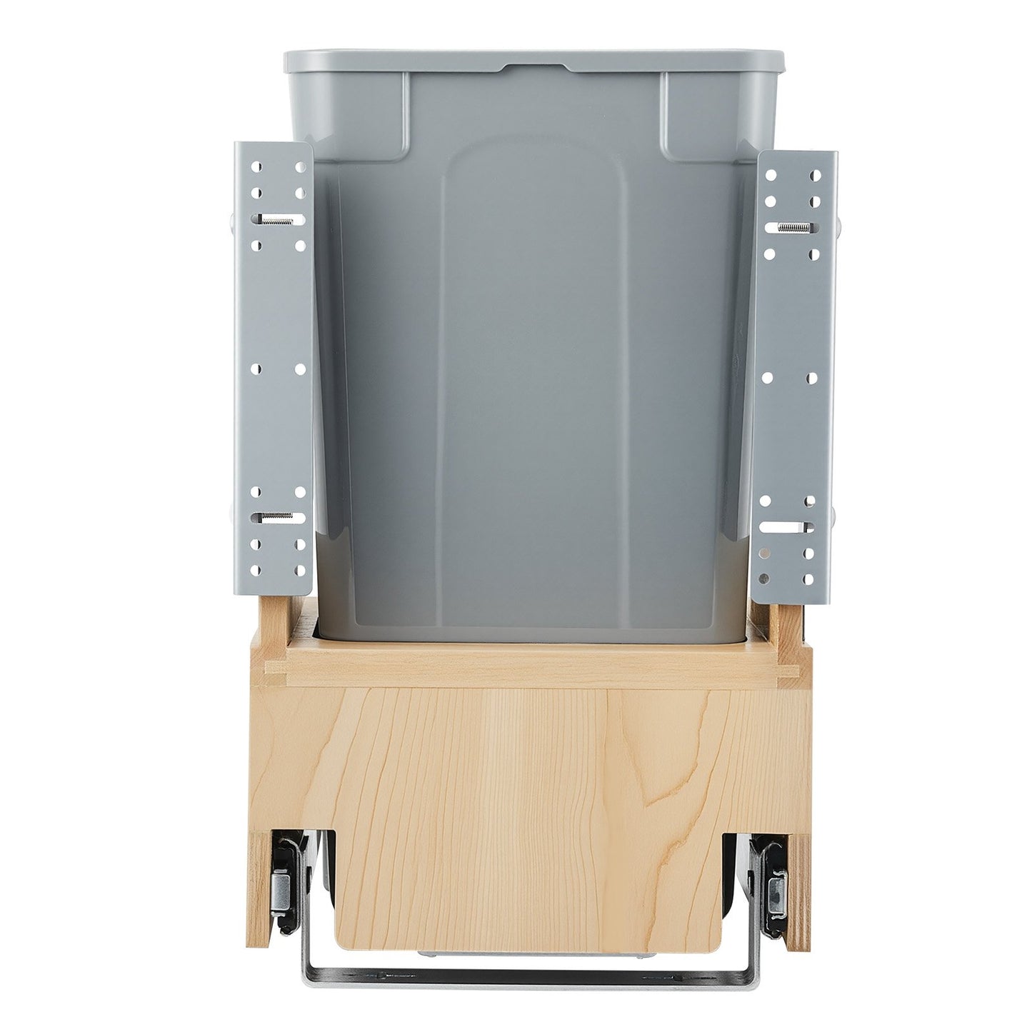 Wood Pullout Trash Can for Kitchen Cabinets, 35 QT Garbage Waste Recycling Bin, Under Mount Waste Container, with Heavy Duty Metal Soft Close Sliding System, Door Kit, for Sink, Under Counter