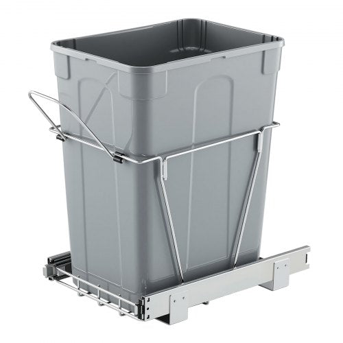 Pullout Trash Can for Kitchen Cabinets, 35 QT Garbage Waste Recycling Bin, Under Mount Waste Container, with Heavy Duty Metal Full Extension Sliding System and Handle, for Sink, Under Counter