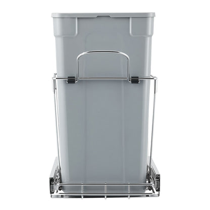 Pullout Trash Can for Kitchen Cabinets, 35 QT Garbage Waste Recycling Bin, Under Mount Waste Container, with Heavy Duty Metal Full Extension Sliding System and Handle, for Sink, Under Counter