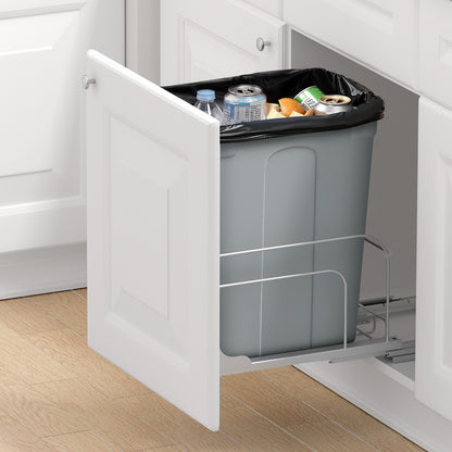 Pullout Trash Can for Kitchen Cabinets, 35 QT Garbage Waste Recycling Bin, Under Mount Waste Container, with Heavy Duty Metal Soft Close Sliding System and Door Kit, for Sink, Under Counter