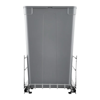 Pull-Out Trash Can, 50 QT x2 Double Under Mount Kitchen Waste Container, Heavy Duty Garbage Recycling Bin with Door Kit and Soft Close Slide, for Kitchen Cabinet, Sink, Under Counter (Grey)